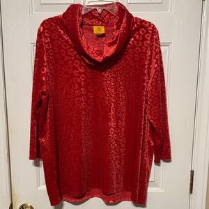 Ruby Rd. Red Cowl Neck Blouse Size Large
